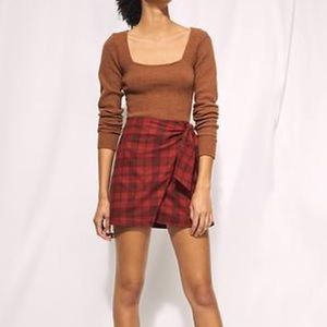 NWT Wilfred plaid wrap front mini skirt